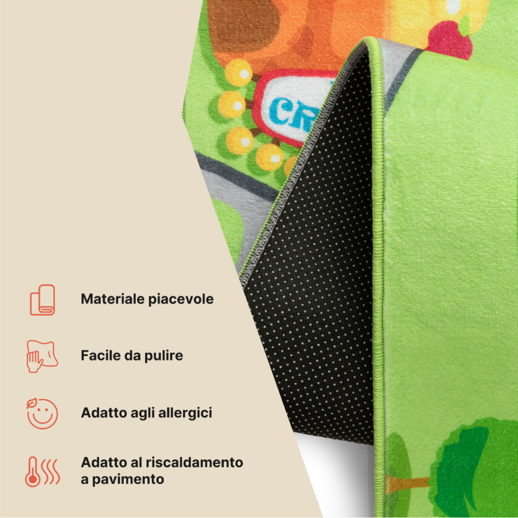 Tappeto Kids Bambini Multicolore Parco Giochi Antiscivolo