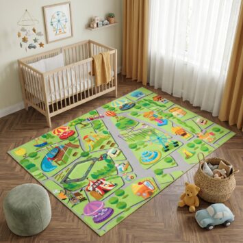 Tappeto Kids Bambini Multicolore Parco Giochi Antiscivolo
