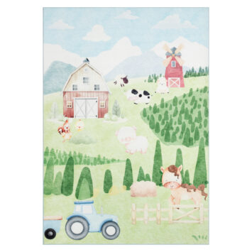 Tappeto Kids Bambini Multicolore Fattoria Felice Antiscivolo