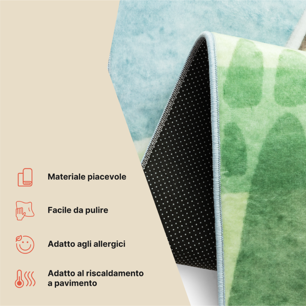 Tappeto Kids Bambini Multicolore Fattoria Felice Antiscivolo