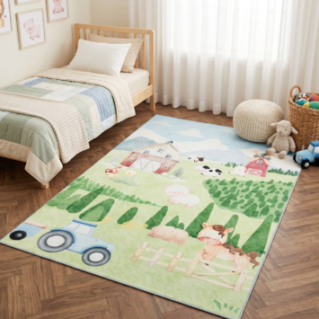 Tappeto Kids Bambini Multicolore Fattoria Felice Antiscivolo
