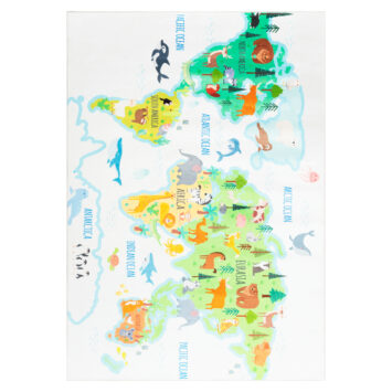 Tappeto Kids Bambini Multicolore Mappa del Mondo Antiscivolo