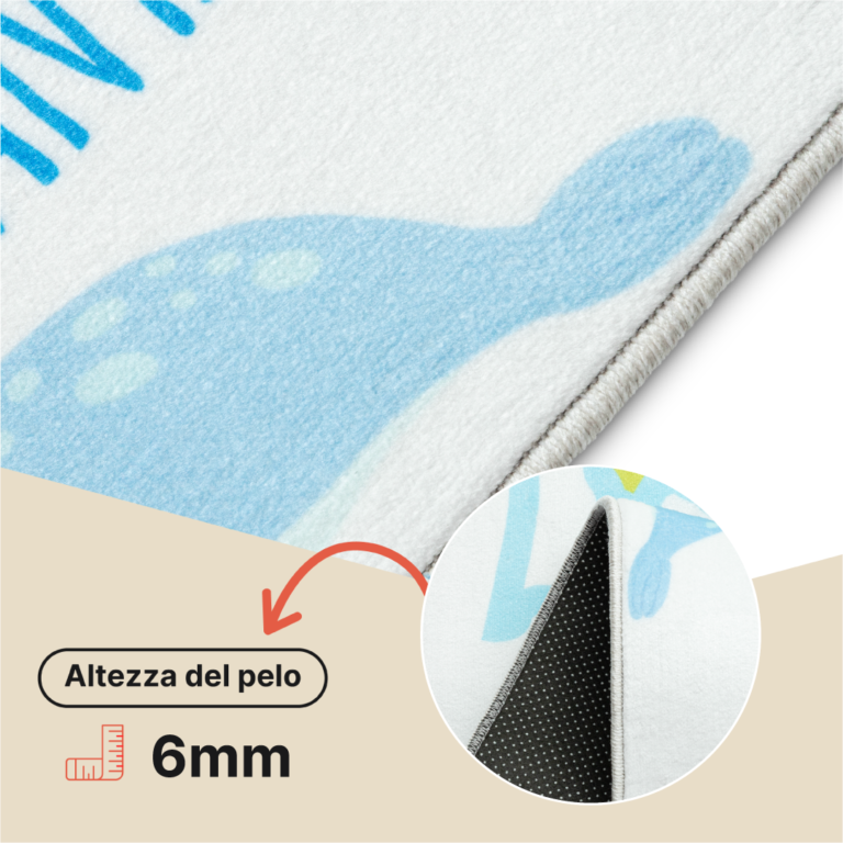 Tappeto Kids Bambini Multicolore Mappa del Mondo Antiscivolo