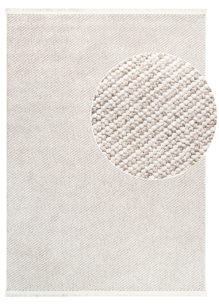 Tappeto Agra Beige con Frange Bianche