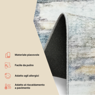 Tappeto Bari Multicolore Design Astratto Pittorico Antiscivolo