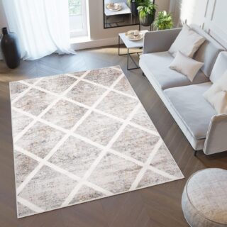 Tappeto Valley Grigio Rame Geometrico a Scacchiera
