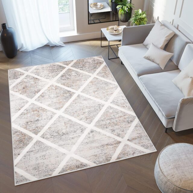 Tappeto Valley Grigio Rame Geometrico a Scacchiera