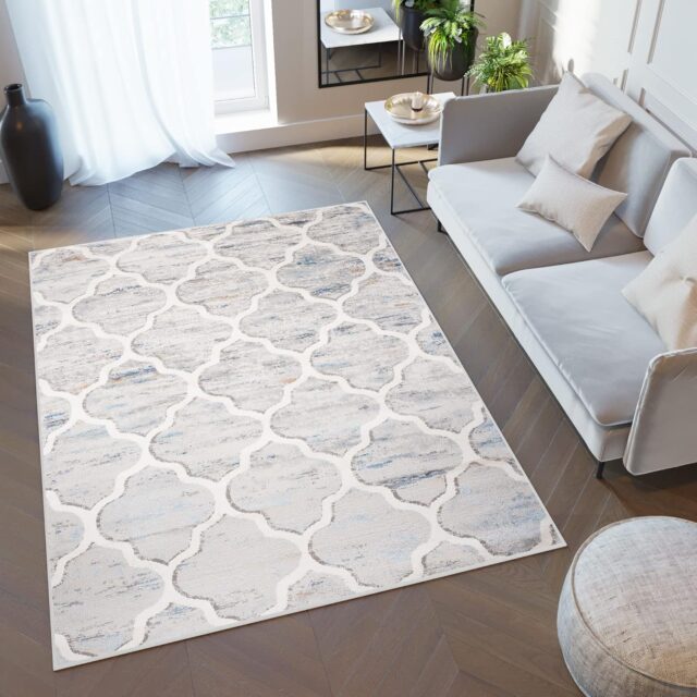 Tappeto Valley Grigio Blu Marocchino Trellis