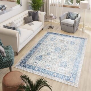 Tappeto Valley Grigio Blu Ornamenti Vintage