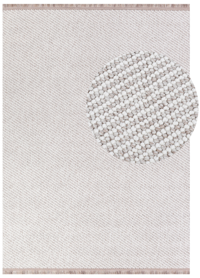 Tappeto Agra Beige Moderno con Frange