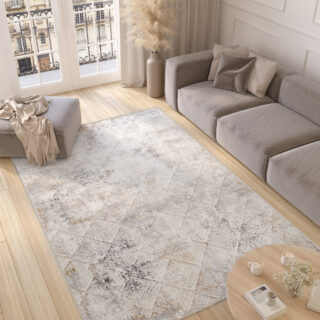Tappeto Valley Grigio Beige Geometrico Quadrato