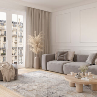 Tappeto Valley Grigio Beige Geometrico Quadrato