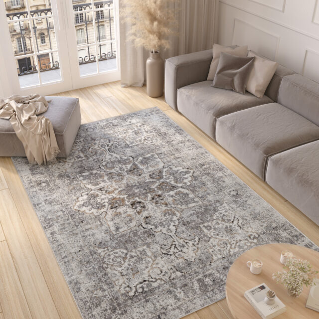 Tappeto Valley Grigio Scuro Floreale Rosetta