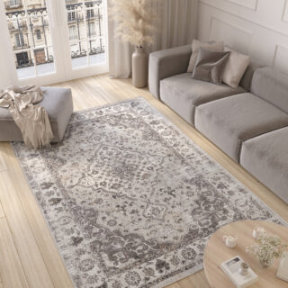 Tappeto Valley Grigio Scuro Vintage Cornice