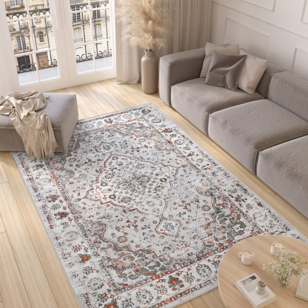 Tappeto Valley Grigio Rame Vintage Cornice