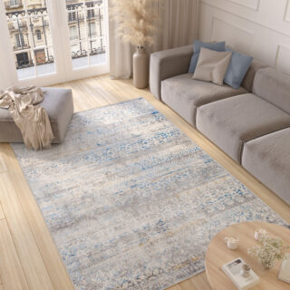 Tappeto Valley Grigio Blu Floreale Vintage