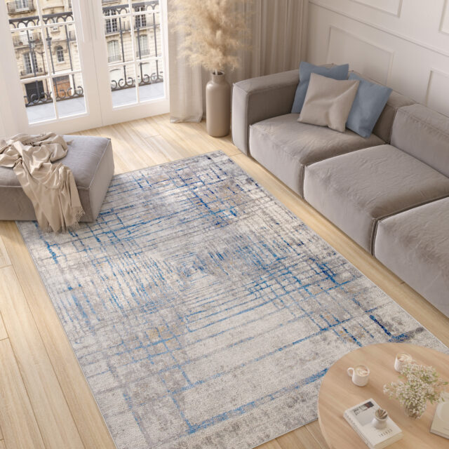 Tappeto Valley Grigio Blu Astratto Linee
