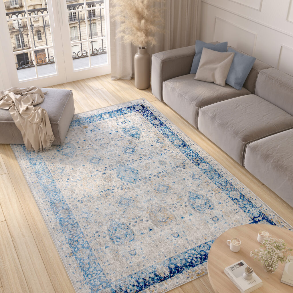 Tappeto Valley Grigio Blu Ornamenti Vintage