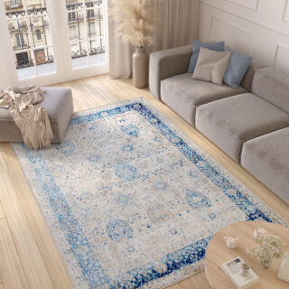 Tappeto Valley Grigio Blu Ornamenti Vintage