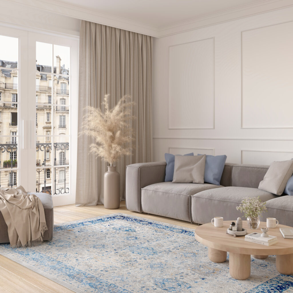 Tappeto Valley Grigio Blu Ornamenti Vintage