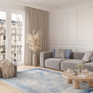 Tappeto Valley Grigio Blu Ornamenti Vintage