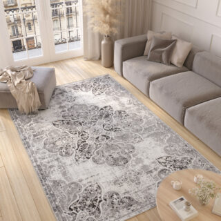 Tappeto Valley Grigio Vintage Floreale Rosetta