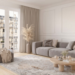 Tappeto Valley Grigio Beige Vintage Floreale
