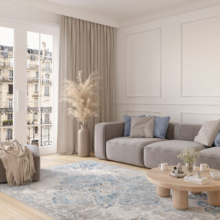 Tappeto Valley Grigio Blu Vintage Floreale