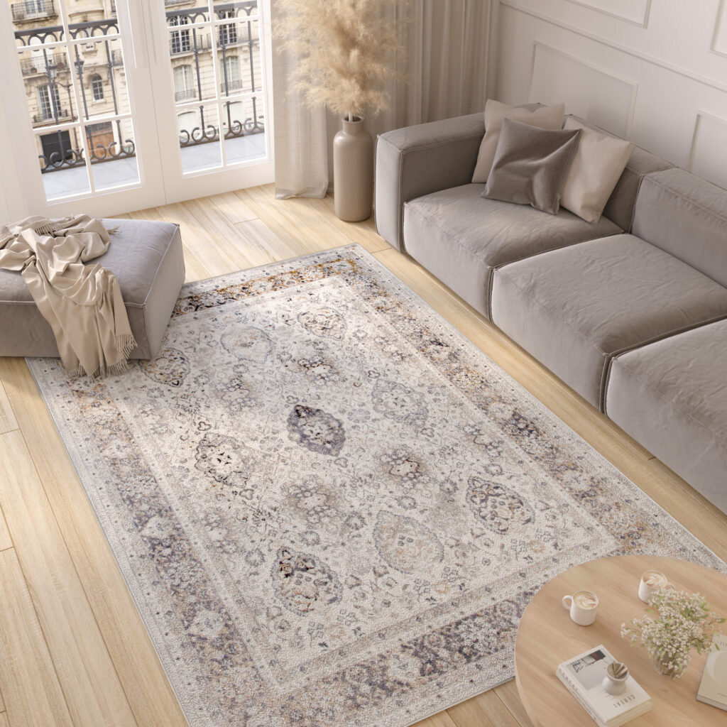 Tappeto Valley Grigio Rame Ornamenti Vintage