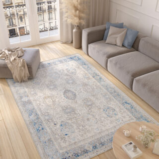 Tappeto Valley Grigio Blu Vintage Cornice