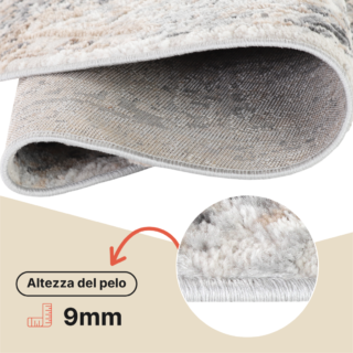 Tappeto Valley Rotondo Grigio Beige Ornamenti Cornice
