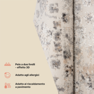 Tappeto Valley Grigio Beige Ornamenti Cornice