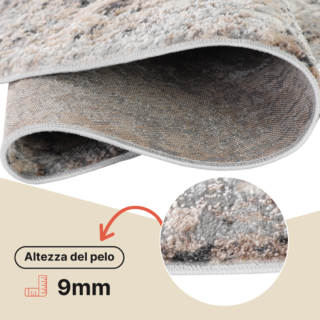 Tappeto Valley Rotondo Grigio Beige Vintage Ornamenti
