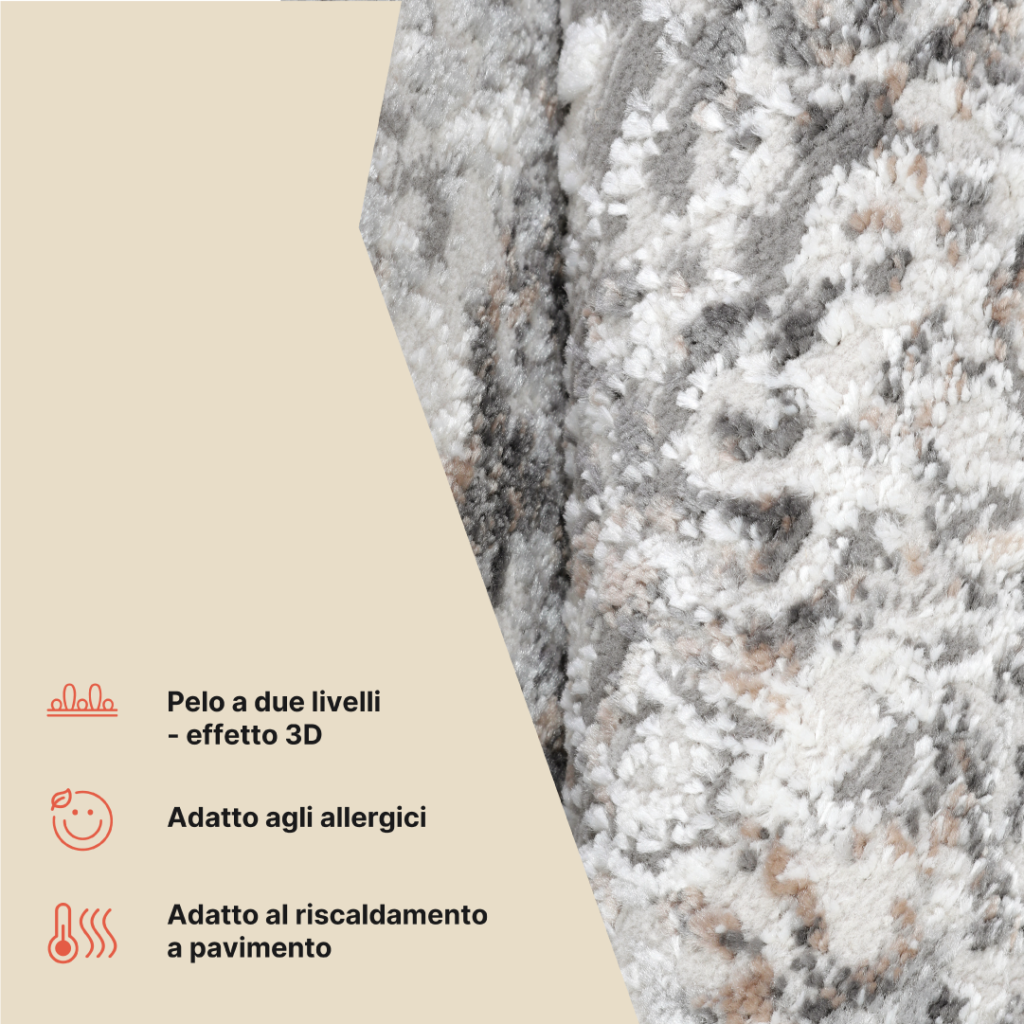 Tappeto Valley Rotondo Grigio Beige Vintage Ornamenti