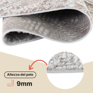 Tappeto Valley Rotondo Grigio Beige Geometrico Quadrato