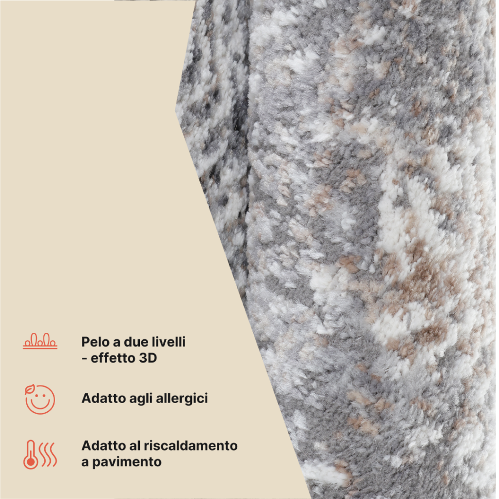 Tappeto Valley Rotondo Grigio Beige Geometrico Quadrato