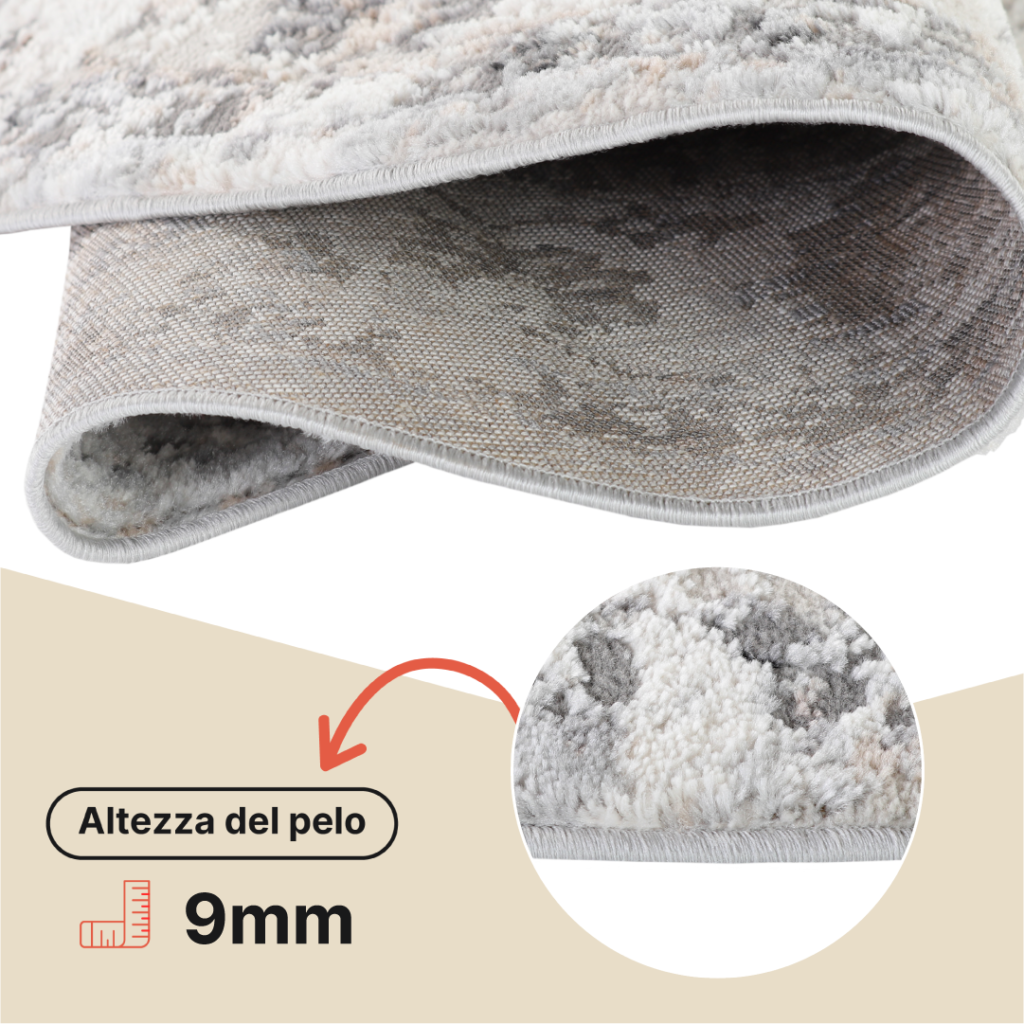 Tappeto Valley Rotondo Grigio Scuro Vintage Cornice
