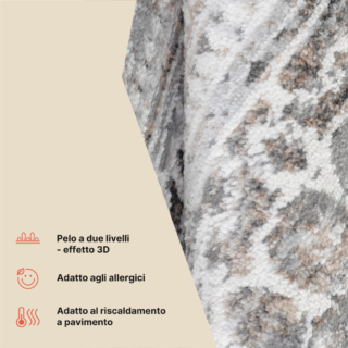 Tappeto Valley Rotondo Grigio Vintage Floreale