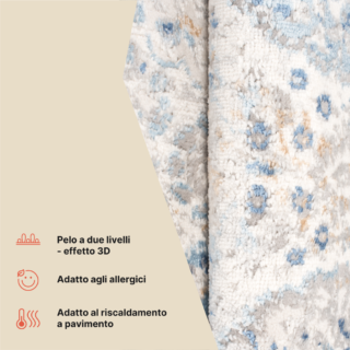 Tappeto Valley Grigio Blu Ornamenti Vintage
