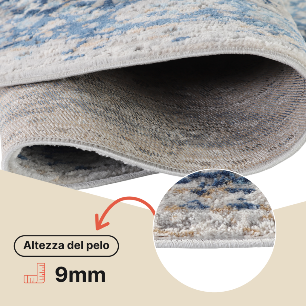 Tappeto Valley Rotondo Grigio Blu Ornamenti Vintage