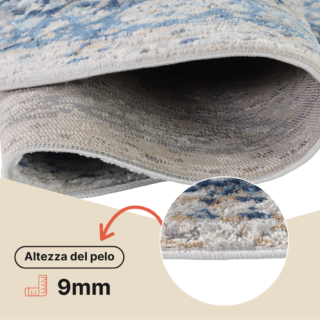 Tappeto Valley Rotondo Grigio Blu Ornamenti Vintage
