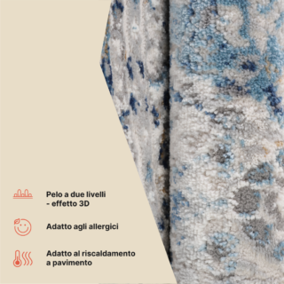 Tappeto Valley Rotondo Grigio Blu Ornamenti Vintage