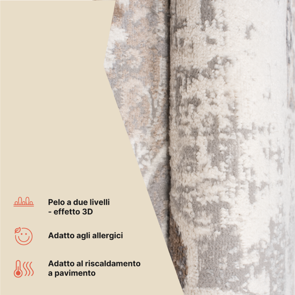 Tappeto Valley Grigio Vintage Floreale Rosetta