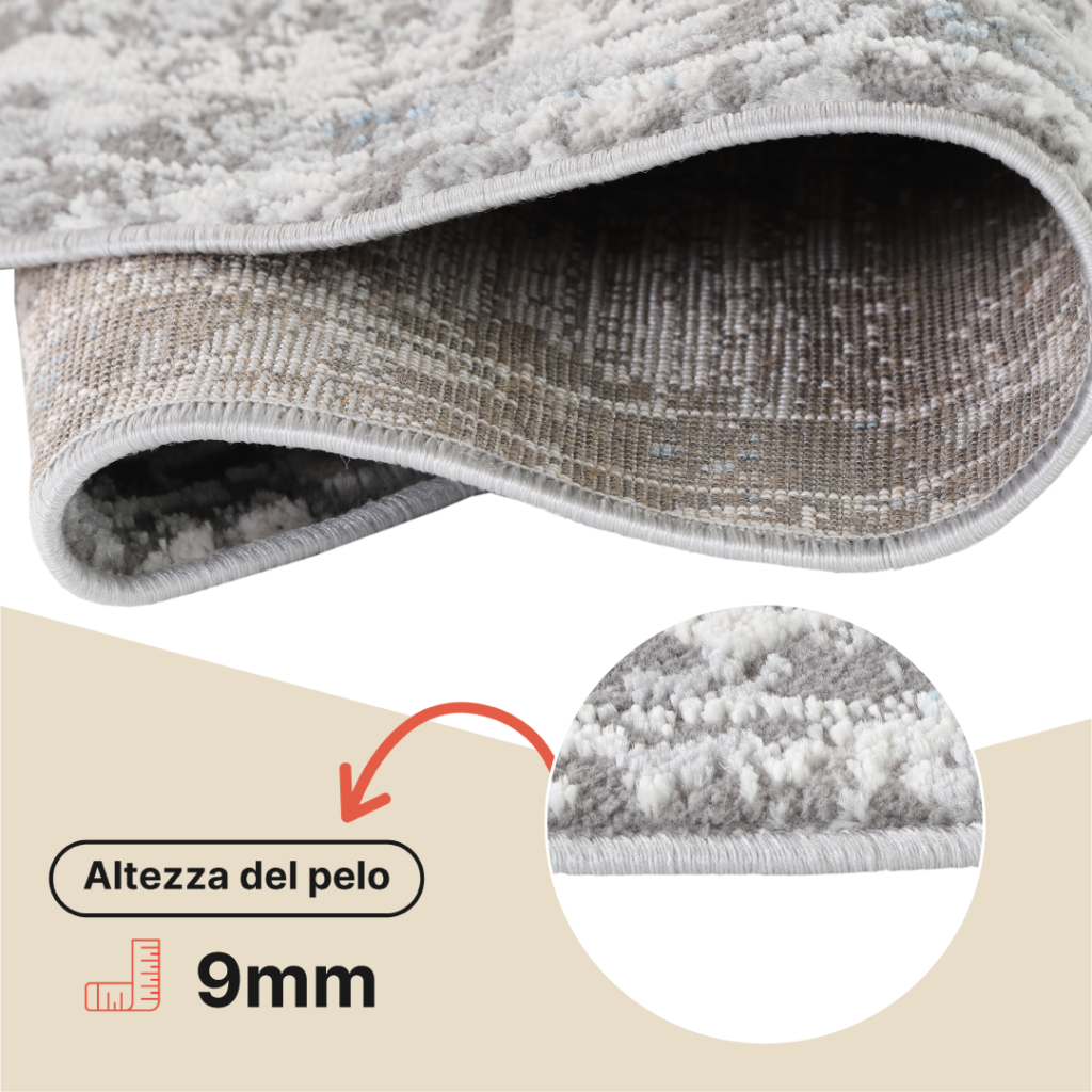 Tappeto Valley Rotondo Grigio Blu Vintage Floreale