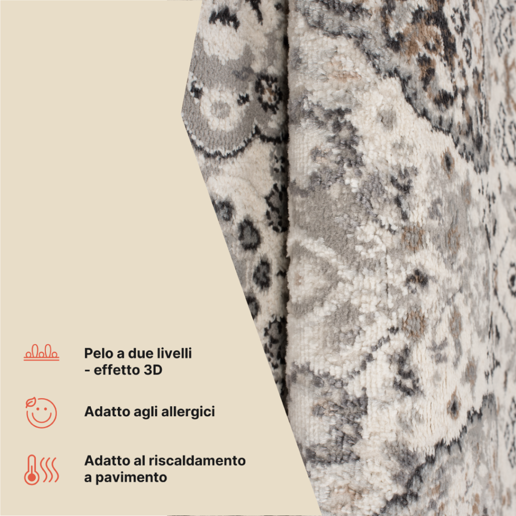 Tappeto Valley Grigio Rame Ornamenti Vintage