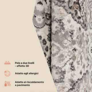 Tappeto Valley Grigio Rame Ornamenti Vintage