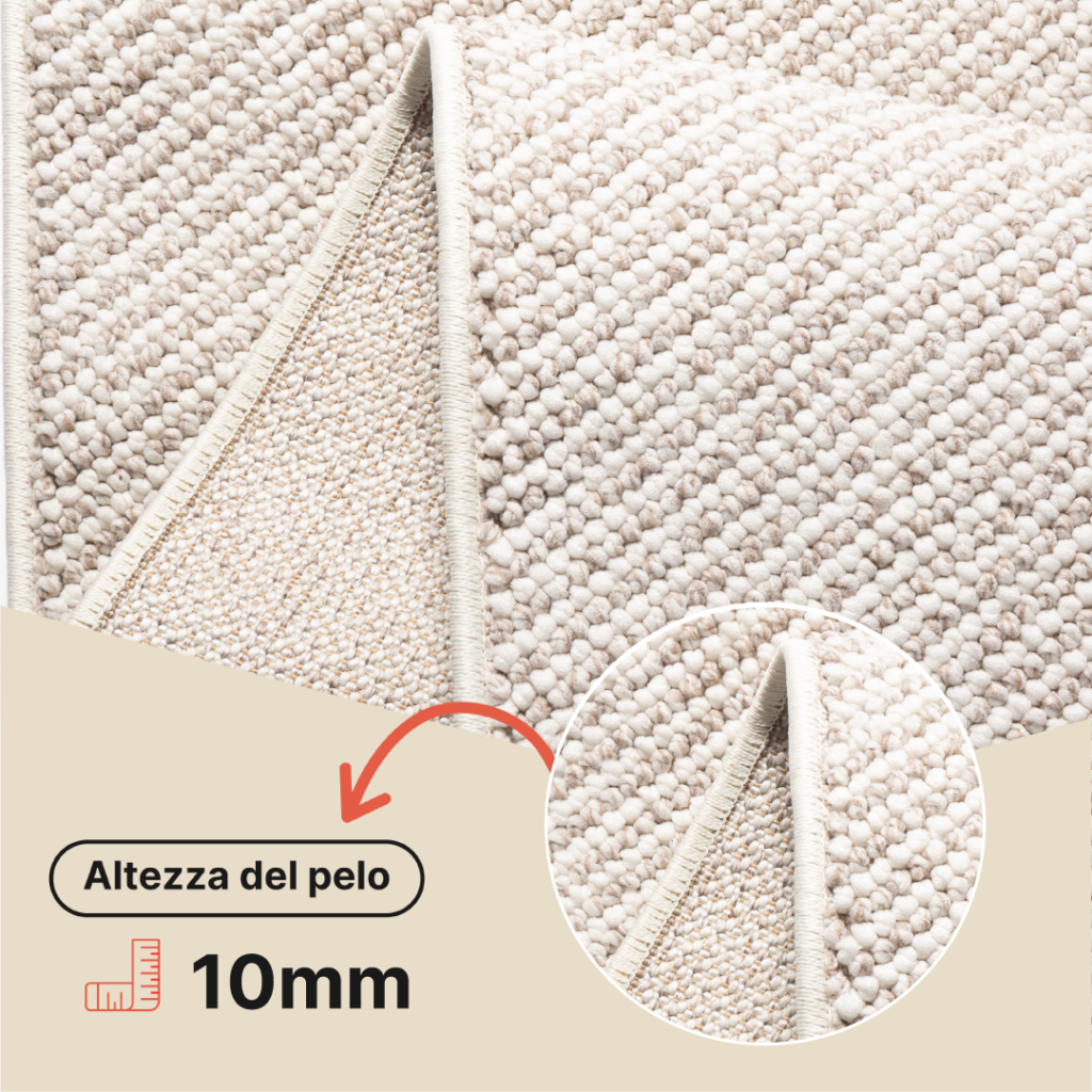 Tappeto Agra Beige con Frange Bianche