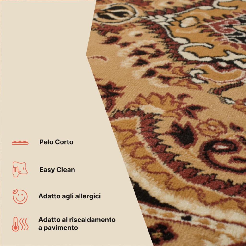 Tappeto Atlas Beige Marrone Tradizionale Medaglione