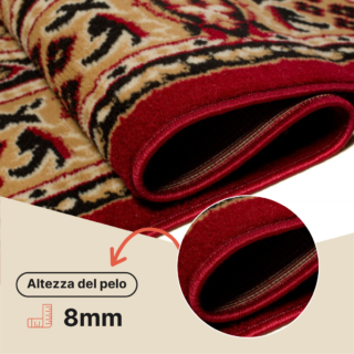 Tappeto Atlas Rosso Beige Tradizionale Medaglione