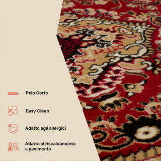 Tappeto Atlas Rosso Beige Tradizionale Medaglione